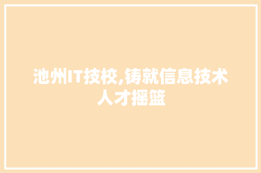 池州IT技校,铸就信息技术人才摇篮