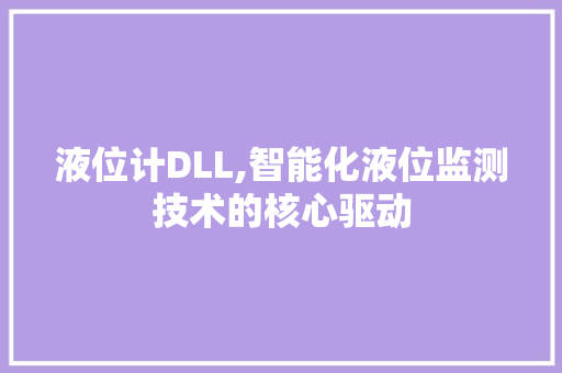 液位计DLL,智能化液位监测技术的核心驱动