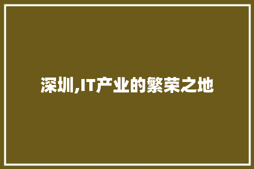 深圳,IT产业的繁荣之地