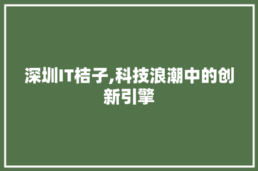 深圳IT桔子,科技浪潮中的创新引擎