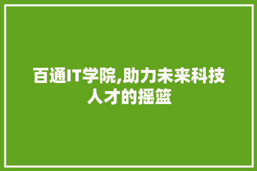 百通IT学院,助力未来科技人才的摇篮