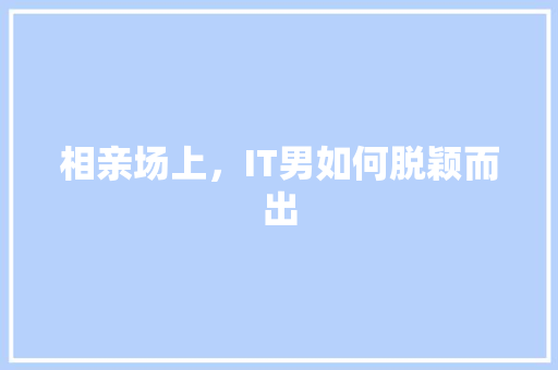 相亲场上，IT男如何脱颖而出