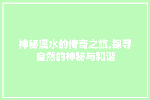 神秘溪水的传奇之旅,探寻自然的神秘与和谐