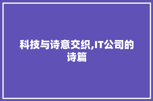 科技与诗意交织,IT公司的诗篇