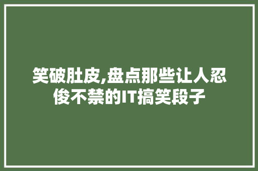 笑破肚皮,盘点那些让人忍俊不禁的IT搞笑段子