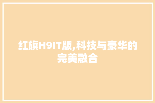 红旗H9IT版,科技与豪华的完美融合