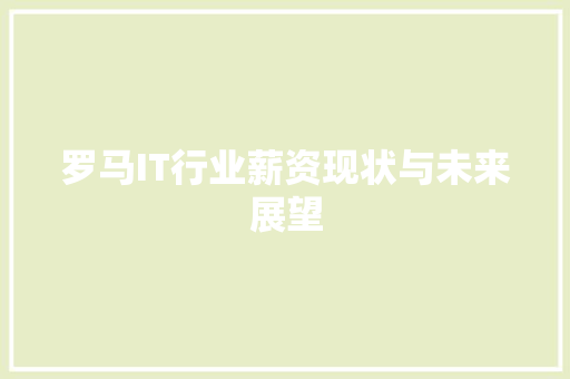 罗马IT行业薪资现状与未来展望