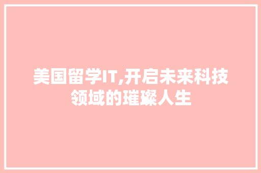 美国留学IT,开启未来科技领域的璀璨人生