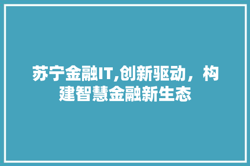苏宁金融IT,创新驱动，构建智慧金融新生态