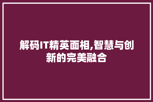 解码IT精英面相,智慧与创新的完美融合
