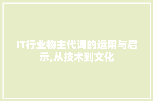 IT行业物主代词的运用与启示,从技术到文化
