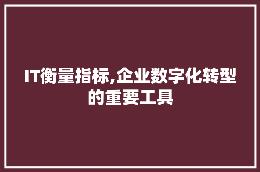 IT衡量指标,企业数字化转型的重要工具