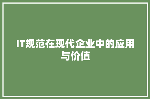 IT规范在现代企业中的应用与价值