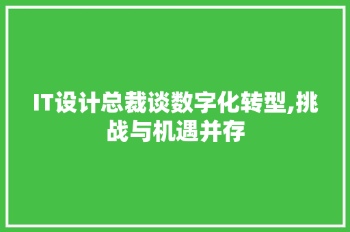 IT设计总裁谈数字化转型,挑战与机遇并存