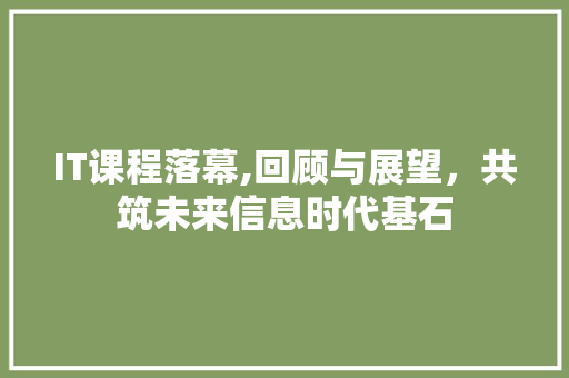 IT课程落幕,回顾与展望，共筑未来信息时代基石