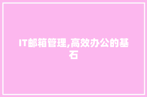 IT邮箱管理,高效办公的基石