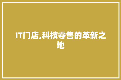 IT门店,科技零售的革新之地