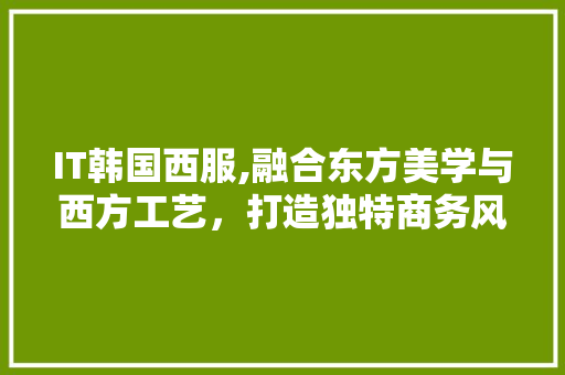 IT韩国西服,融合东方美学与西方工艺，打造独特商务风采