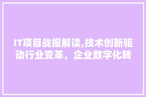 IT项目战报解读,技术创新驱动行业变革，企业数字化转型加速