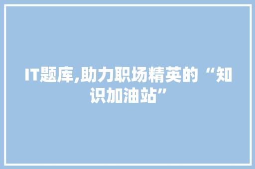 IT题库,助力职场精英的“知识加油站”