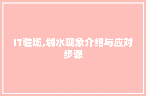 IT驻场,划水现象介绍与应对步骤