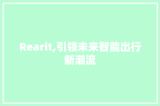 Rearit,引领未来智能出行新潮流