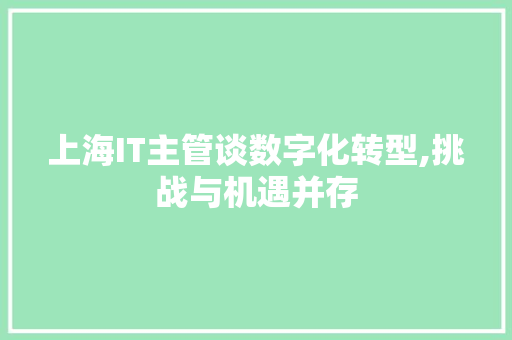 上海IT主管谈数字化转型,挑战与机遇并存