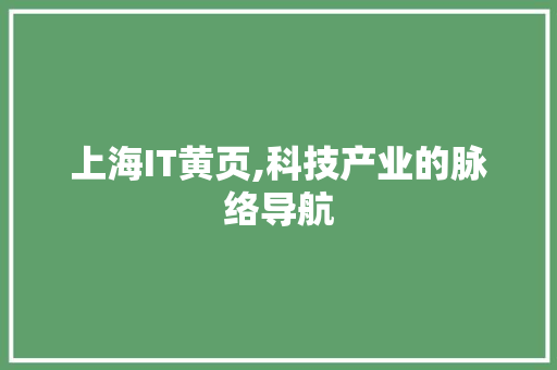 上海IT黄页,科技产业的脉络导航