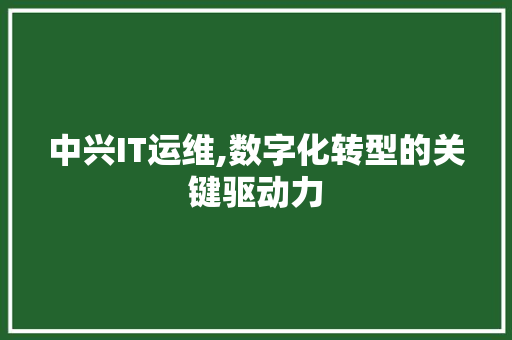 中兴IT运维,数字化转型的关键驱动力 花朵知识