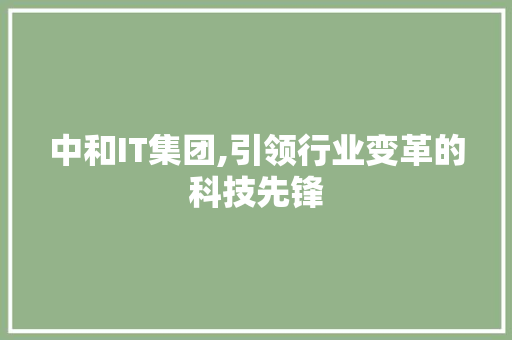 中和IT集团,引领行业变革的科技先锋
