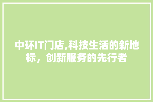 中环IT门店,科技生活的新地标，创新服务的先行者
