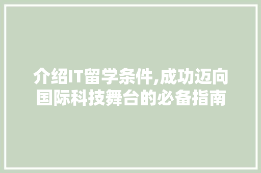 介绍IT留学条件,成功迈向国际科技舞台的必备指南