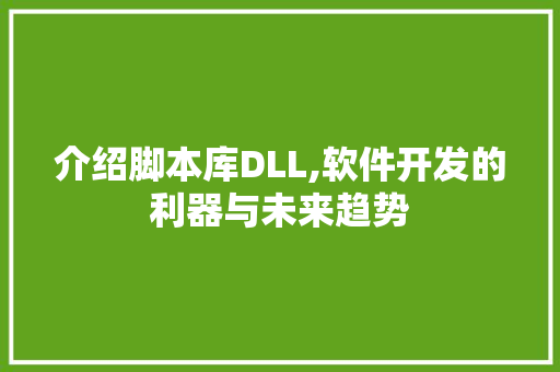 介绍脚本库DLL,软件开发的利器与未来趋势