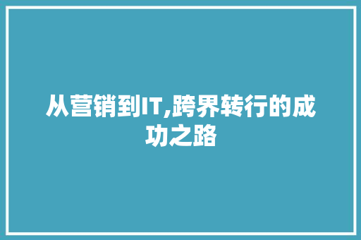 从营销到IT,跨界转行的成功之路