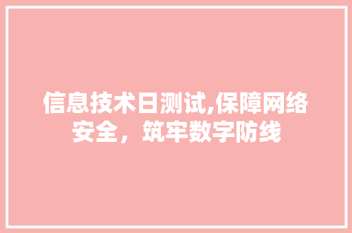 信息技术日测试,保障网络安全，筑牢数字防线