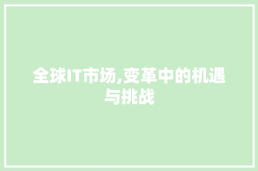 全球IT市场,变革中的机遇与挑战