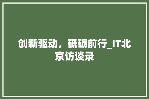 创新驱动，砥砺前行_IT北京访谈录