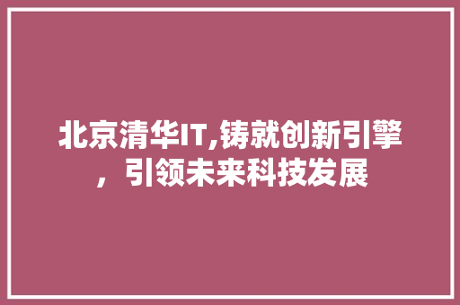 北京清华IT,铸就创新引擎，引领未来科技发展