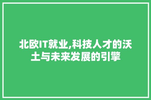 北欧IT就业,科技人才的沃土与未来发展的引擎
