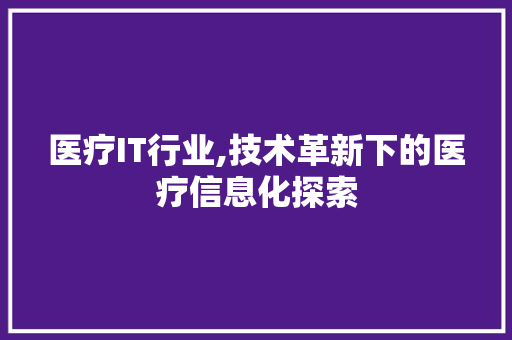 医疗IT行业,技术革新下的医疗信息化探索 花朵知识