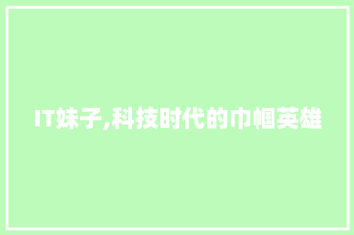 IT妹子,科技时代的巾帼英雄