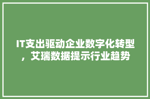 IT支出驱动企业数字化转型，艾瑞数据提示行业趋势