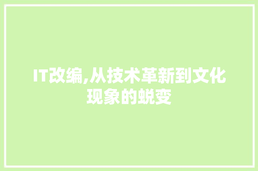 IT改编,从技术革新到文化现象的蜕变