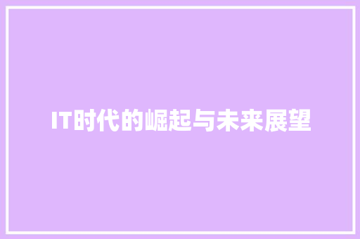 IT时代的崛起与未来展望