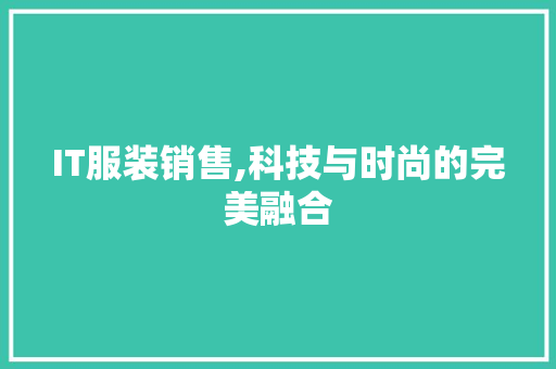 IT服装销售,科技与时尚的完美融合