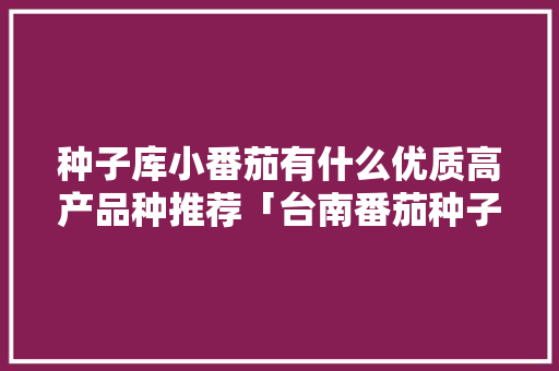 种子库小番茄有什么优质高产品种推荐「台南番茄种子怎么种植的」