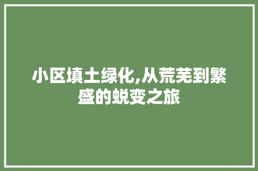 小区填土绿化,从荒芜到繁盛的蜕变之旅