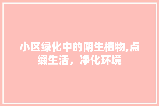 小区绿化中的阴生植物,点缀生活，净化环境