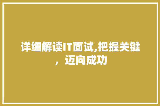 详细解读IT面试,把握关键，迈向成功