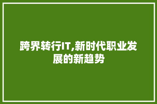 跨界转行IT,新时代职业发展的新趋势